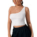 Color-Women Summer Shoulder Belt Bare Cropped Slim Fit Slim Sexy Backless Irregular Asymmetric Spaghetti-Strap Vest-Fancey Boutique