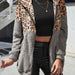 Color-Women Clothing Leopard Splicing Long Sleeved Hooded Top Women Cardigan Double Sided Fleece Sweatshirt Women-Fancey Boutique