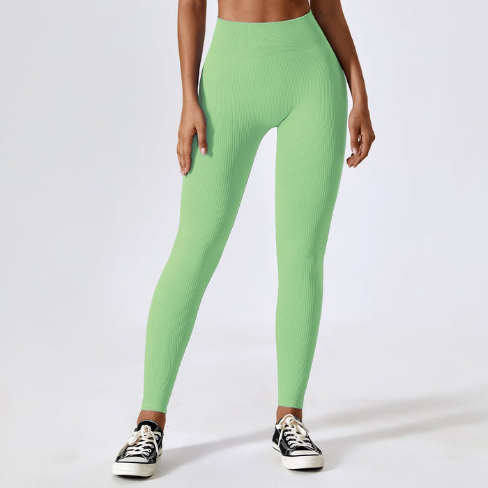 Color-Avocado Green-Thread Hip Lift Belly Shaping Seamless Yoga Pants Running Quick Drying Sports Tights High Waist Fitness Pants Women-Fancey Boutique