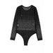 Color-\Autumn Mesh Jumpsuit for Women Personalized Rhinestone Slim Fit Slimming Long Sleeves Top for Women-Fancey Boutique