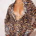 Color-Printed Autumn Loose Printed Tiger Pattern Long Sleeve Shirt Drape Vacation Top Shirt for Women-Fancey Boutique