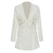 Color-White-Autumn Winter Personalized Niche Heavy Industry Waist Rhinestone Mid Length Blazer Women-Fancey Boutique