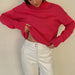 Color-Coral Red-Autumn Winter Popular High Collar Loose Knitwear Sweater for Women-Fancey Boutique