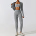 Color-Bra Coat Trousers Rhino Gray-Autumn Winter Skinny Yoga Clothes Nude Feel Quick Drying Sports Suit Thin Fitness Clothes Three Piece Set-Fancey Boutique