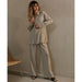 Color-Autumn Winter Popular Casual Pleated Shirt-Style Wide-Leg Pants Suit-Fancey Boutique