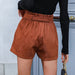 Color-Summer Middle East Women Casual Solid Color Tied Corduroy Loose Shorts-Fancey Boutique
