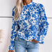 Color-Blue-Women Autumn Winter Casual Printing Round Neck Long Sleeve Top-Fancey Boutique
