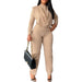 Color-Khaki-Spring Summer Outfit Solid Color round Neck Casual Top Slim Trousers Elegant Set-Fancey Boutique