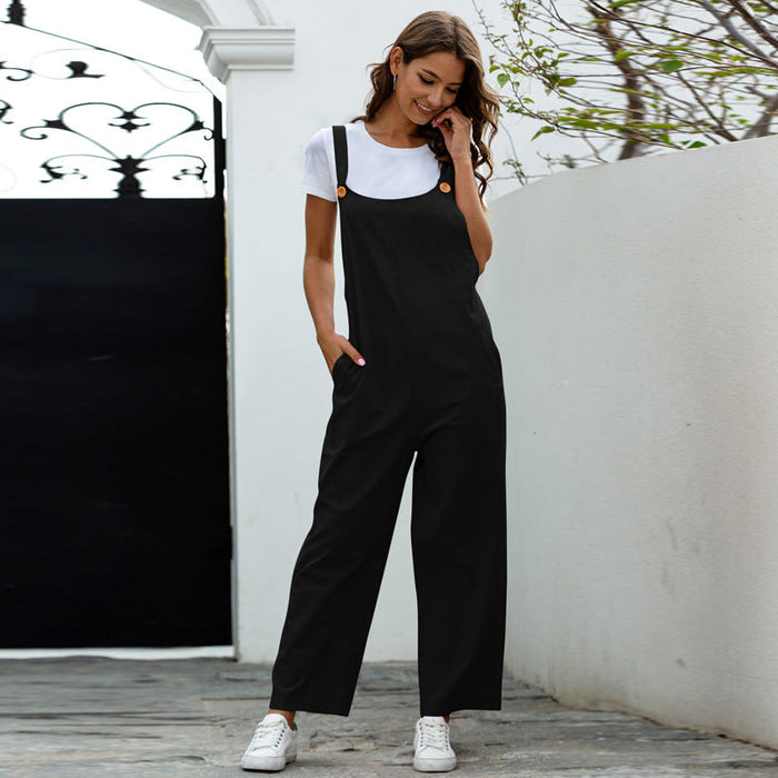 Color-Women Clothing Retro Casual Long Suspender Jumpsuit-Fancey Boutique