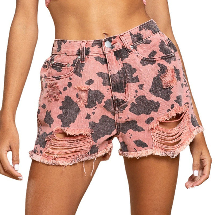 Color-Summer Leopard Print Denim Shorts Women Worn Casual Pants-Fancey Boutique