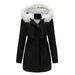 Color-Black-Women Winter Velvet Cotton Clothes Women Hooded Detachable Fur Collar Long Sleeve Parka-Fancey Boutique