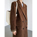 Color-Corduroy Blazer Women Mid Length over the Knee Spring Autumn British High Sense Woolen Coat-Fancey Boutique