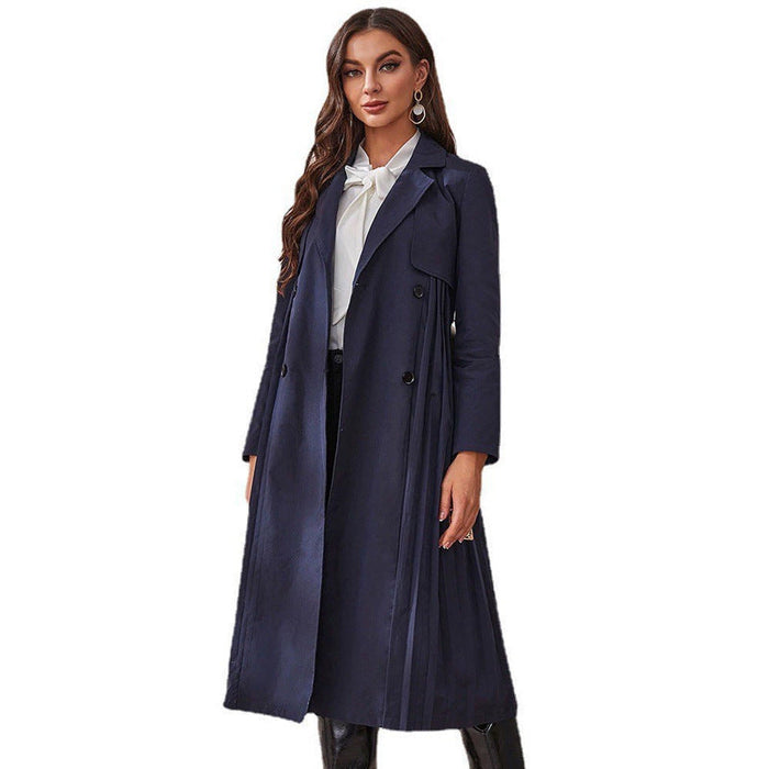 Color-Navy Blue-Women Windbreaker Street Trend Coat Outdoor Trench Coat-Fancey Boutique