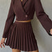 Color-Casual Set Slim Fit Short Temperamental Long Sleeve Small Suit High Waist Pleated Miniskirt-Fancey Boutique
