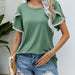 Color-Green-Women Clothing Summer Round Neck Tassel Tulip Sleeve T Shirt Casual Top Women-Fancey Boutique