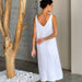 Color-Summer Long Split Cotton Linen Nightdress Outerwear Home Women Casual Sling One Piece Pajamas-Fancey Boutique