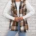 Color-Spring Autumn Winter Women Top Polo Collar Single Breasted Vest Plaid Coat-Fancey Boutique