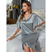 Color-Silver-Pajamas Women Silk like High Grade Home Wear Ice Silk Satin Nightdress Women Summer-Fancey Boutique