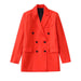 Color-Orangered Suit-Women Clothing Unisex Blazer Culottes Suit-Fancey Boutique