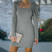 Color-Solid Color Knitted Autumn Winter New Back Hollow Out Cutout out Strap Square Collar Dress Sweater-Fancey Boutique