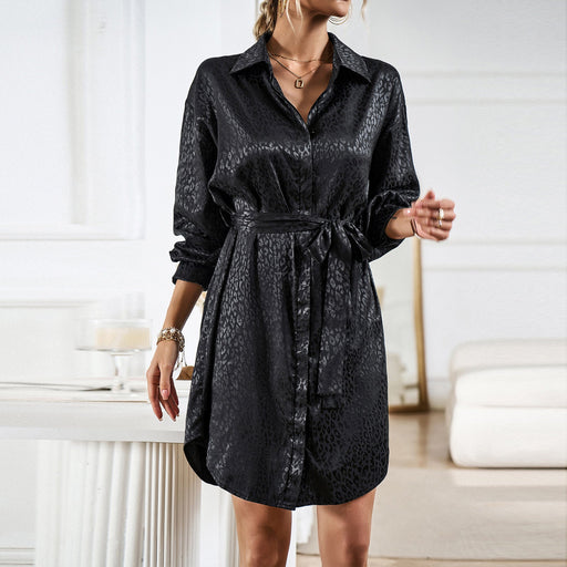 Color-Black-Shirt Dress Women Autumn Winter Elegant Long Sleeve-Fancey Boutique