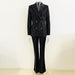 Color-Goods Gold Velvet Sequined Double Breasted Blazer Slim Fit Skinny Pants Suit-Fancey Boutique