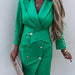 Color-Green-Suit Collar Slim Slimming Double Row Button-Fancey Boutique
