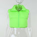 Color-fluorescent green-Mini Vest Women Wear Woven Vest Loose Zip Coat Short Personalized Top-Fancey Boutique