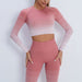 Color-Pink Long Sleeve-Gradient Sports Long Sleeve Trousers Suit Fitness Running Yoga Long Sleeve Tights-Fancey Boutique