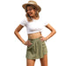 Color-Summer Button Decorations Loose-Fitting Wide-Leg Short Women High Waist Solid Color Casual Culotte-Fancey Boutique