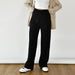 Color-Black-Autumn French Casual Women Clothing Office Cotton Work Pant Straight Leg Pants-Fancey Boutique