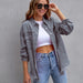 Color-Gray-Arrival Multicolor MidLength Ripped Loose Denim Jacket Women Jacket Women-Fancey Boutique