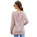 Color-Women Clothing Lace up Pink Sweater Top Long Sleeve Crew Neck Pullover Sweater-Fancey Boutique