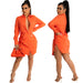 Color-Orange-Platform Casual Shirt Solid Color Women Dress-Fancey Boutique