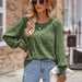 Color-Army Green-Autumn Winter Women Clothing Casual Solid Color round Neck Long Sleeve Patchwork Top Women-Fancey Boutique