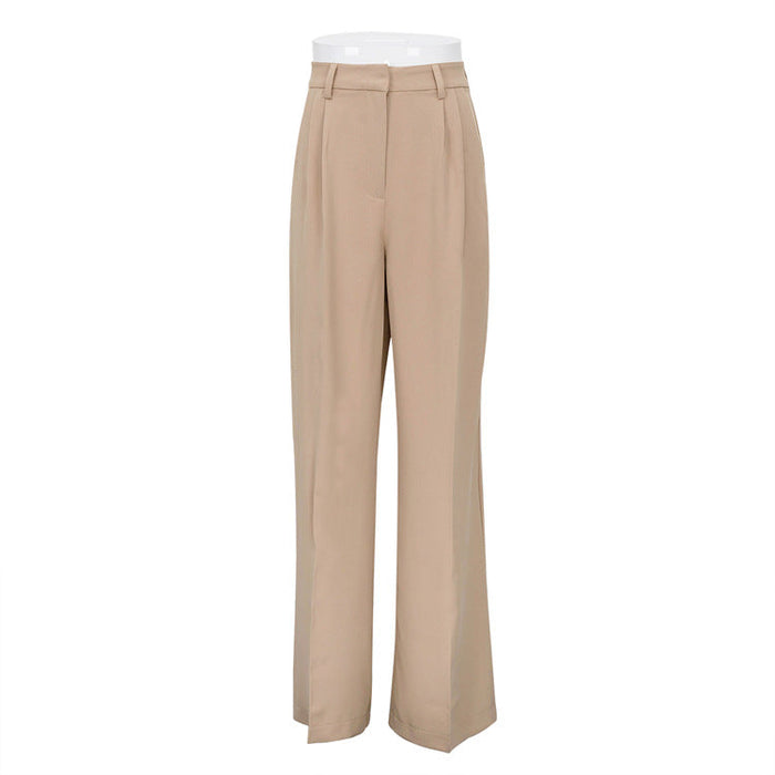 Color-Khaki-Spring Office High Waist Loose Klein Blue Casual Trousers Drooping Wide Leg Pants Women Work Pant-Fancey Boutique