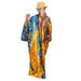 Color-Golden Blue Plum Blossom-Coat Artificial Silk Multi Print Casual Trench Coat-Fancey Boutique