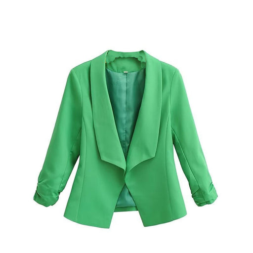 Color-Green Suit-Women Clothing RA French Multi-Color Candy Small Suit Casual Ankle Banded Pants Wild Suit-Fancey Boutique