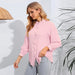 Color-Pink-Fall Solid Color Long Sleeved Shirt Cardigan Casual Women Top-Fancey Boutique