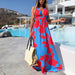 Color-Summer Dress Bohemian Printed V-neck Spaghetti Straps Sleeveless Dress for Women-Fancey Boutique