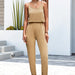 Color-Spring Summer Solid Color Design Pleated Suspender Jumpsuit Women-Fancey Boutique