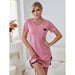 Color-Pink-Nightdress Women Summer Heart Shape Printed Sexy Siamese Night Dress-Fancey Boutique