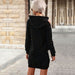 Color-Autumn Winter Women Clothing Hooded Sweater Dress off-Shoulder Long Sleeve Solid Color Loose Dress-Fancey Boutique