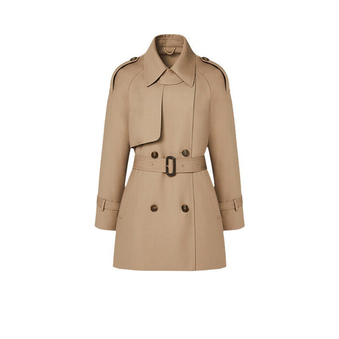 Color-Khaki-Element Mid Length Trench Coat for Women Spring Autumn High Sense Small Elegant Trench Coat Coat for Women-Fancey Boutique