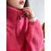 Color-Half Turtleneck Zipper Sweater for Women Thickened Autumn Winter Lazy Loose Pink Sweater-Fancey Boutique