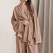 Color-Fall French Loose Nightgown Trousers Chiffon Women Pajama Suit Solid Color Cotton Women Moisture Wicking Clothing-Fancey Boutique