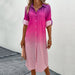 Color-Pink-Autumn Women Long Sleeve Gradient Shirt Dress-Fancey Boutique