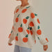 Color-Autumn Winter Casual Loose Orange Pattern round Neck Long Sleeve Knitted Pullover Sweater Women-Fancey Boutique