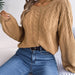 Color-Khaki-Autumn Winter Casual Twist Patchwork Puff Sleeve Pullover Women Clothing-Fancey Boutique