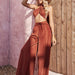 Color-Summer Solid Color Sexy Halter Chest Wrap Casual Wide-Leg Trousers Two-Piece Set-Fancey Boutique